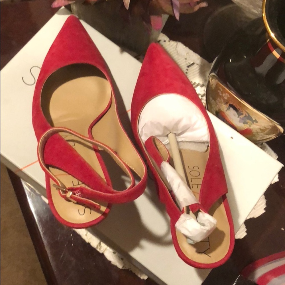 Sole Society Red suede ankle wrap heel - Picture 5 of 5